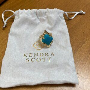 Kendra Scott - Cass - Vintage Gold Cocktail Ring - Size 7 or 7.5 teal magnesite